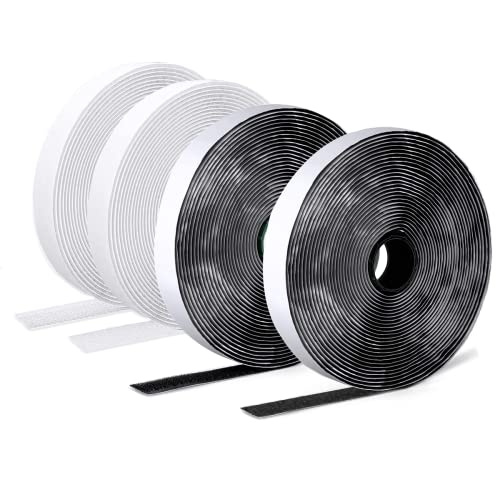 8 Metros 20 mm Auto Adhesivo Cinta Rollo Hook y Loop Tape Gancho y Cinta de Lazo, 2 Pcs Cinta Velcro, Adhesivo Doble Cara, Reutilizable Nylon Doble Cinta Cara Extra Fuerte para Oficina,Doméstica Cover