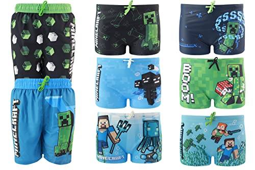 Characters Cartoons Minecraft - Maillot de bain Boxer Parigamba Mer Piscine - Printemps Été - Licence officielle, 49071 Noir, 9 ans Cover