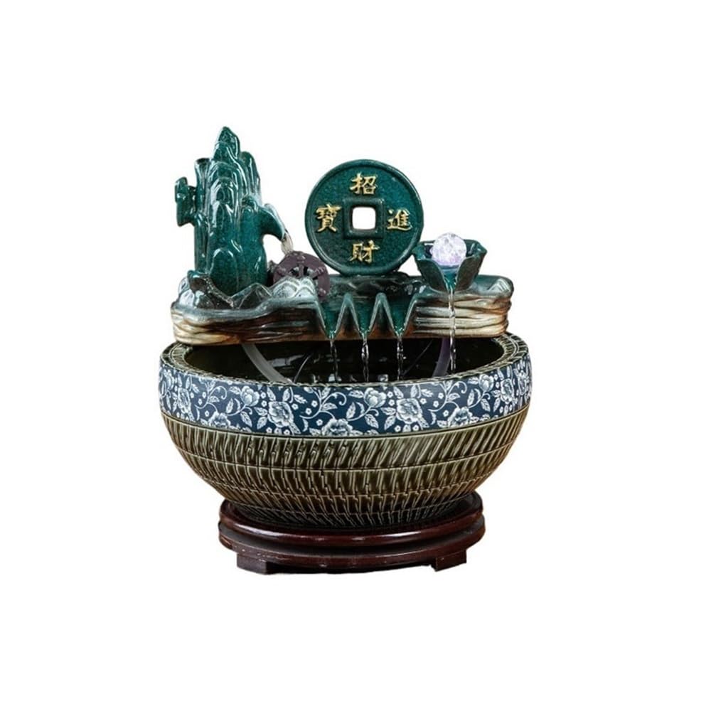 ZTHYSHOZ Tabletop Fountain Waterfall Indoor Tabletop Water Fountain Feng Shui wheel Home Décor for Office Living Room