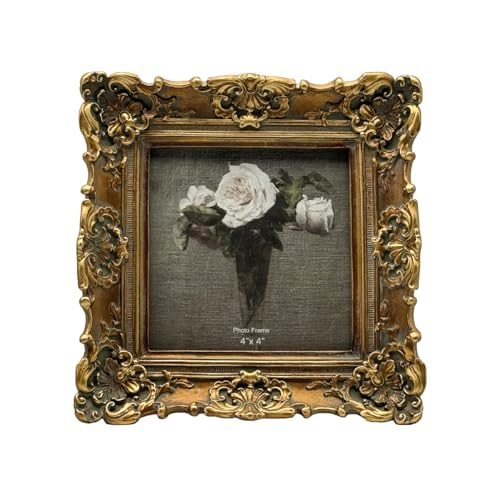 CISOO Kleiner Vintage-Bilderrahmen, Antik-Bronze-Gold, quadratischer...
