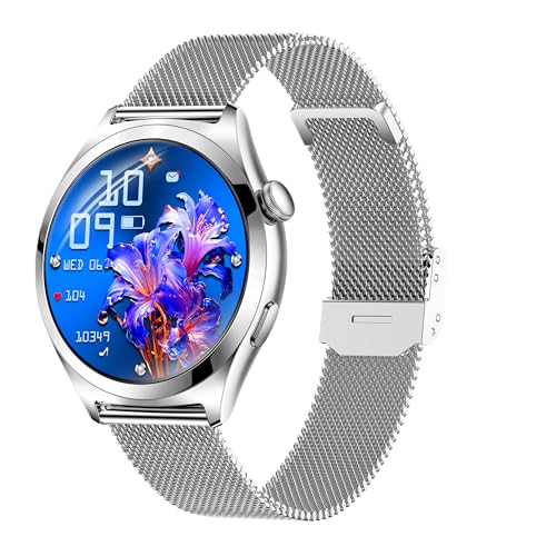 Fitonme Reloj Inteligente Mujer Llamadas, Pantalla Curva HD de 1,27', Monitor de Frecuencia Cardíaca Sueño, 120+ Modos Deportivos, Impermeable IP68, Smartwatch Mujer para Android iOS (Plata)