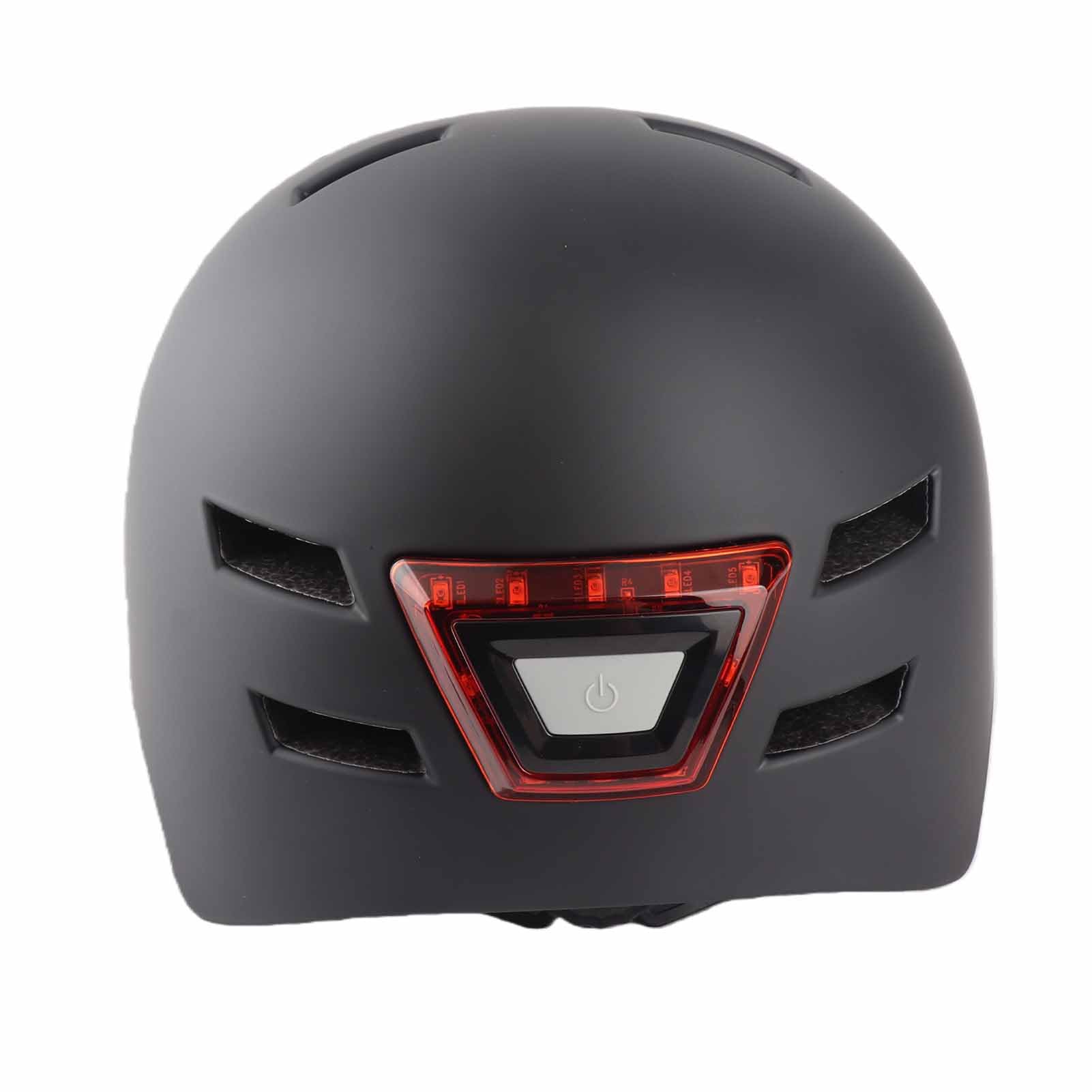 Keenso Casco da Bici con Luce LED Ricaricabile USB PC Shell EPS Liner Casco da Ciclismo con 12 Prese d'aria 750mAh Taglia M Regolabile per Guida Notturna Scooter Adulti (BLACK #39)