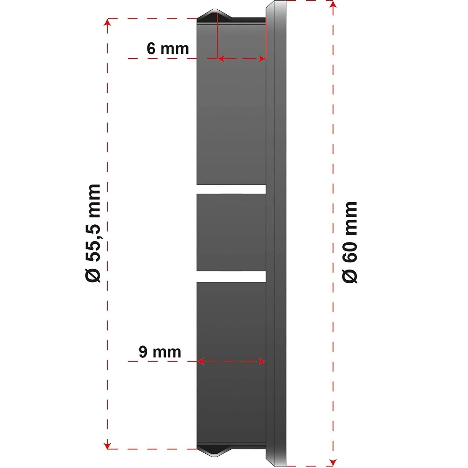 Embellecedor para llantas tapacubo Universal 60 mm (4 uds) (Negro) - imagen 3