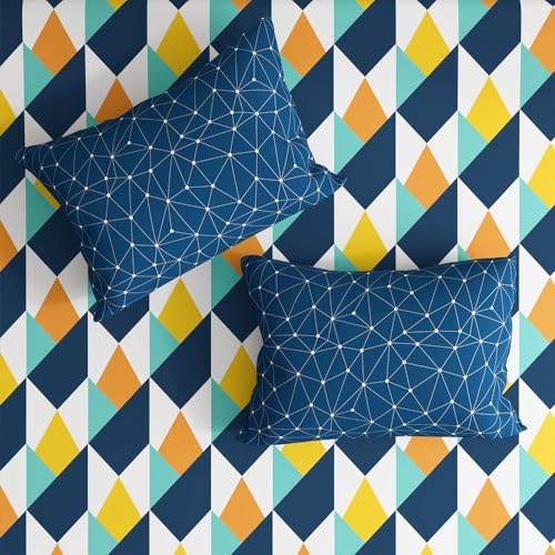 Image of Wakefit 100% Cotton 200 TC Flat Printed Bedsheet, Nicole King Size (104x104 Inches) / (2.64m*2.64m) with 2 Pillow Covers Nicole, King
