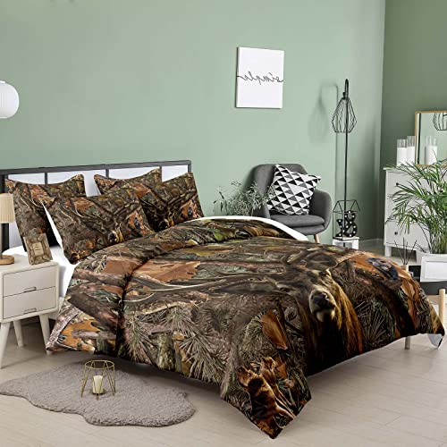 Image of NINENINE Camo Comforter Set, Queen Size Bedding Set for Boys, Hunting Bed Set With 1 Comforter 2 Pillowcases