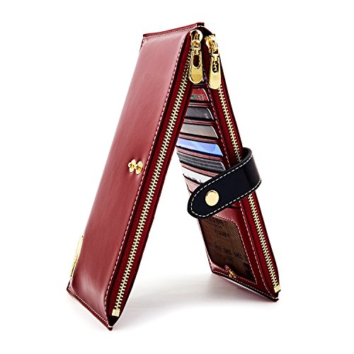 ANDOILT RFID Blocking Leather Wallet with Zipper