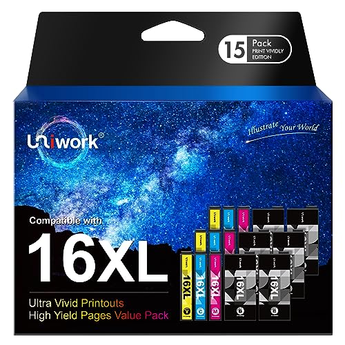 Uniwork 16Xl 15-Pack Compatibile Per Cartucce Epson 16 Xl Per Workforce Wf-2510 Wf-2630 Wf-2010 Wf-2520 Wf-2760 Wf-2530 Wf-2540 Wf-2650 Wf-2660 Wf-275