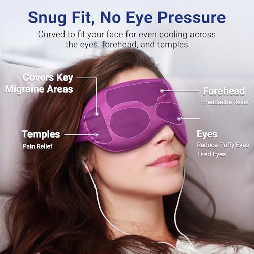 Image of Cooling Eye Mask for Puffy Eyes: Fsa Eligible ltems Hsa, Migraines Headache Fast Relief After Surgery Care Cold Compress, Reusable Face Ice Pack Gel for Dark Circles, Gentle Weighted Sleep Mask Purple