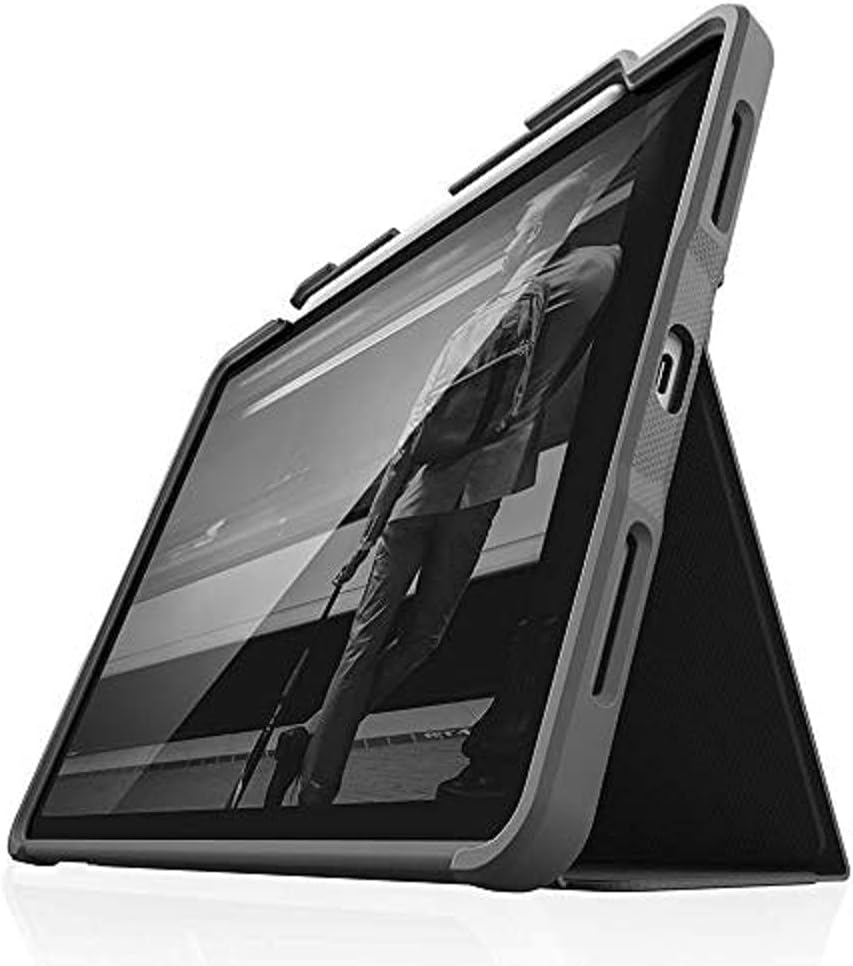 STM Bags Dux Plus Case Folio Protective Case for Apple iPad Air 10.9 Inch (2020) - Black/Transparent [Apple Pencil Holder I Military Standard I Water-Repellent I Stand Function I Wake/Sleep]