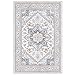 OPPODREAM Soft Neutral Area Rugs 5x7, 5x7 Washable Rug with Non Slip Backing, 5 x 7 Faux Cashmere Low-Pile Carpet, Cream White & Blue & Light Brown