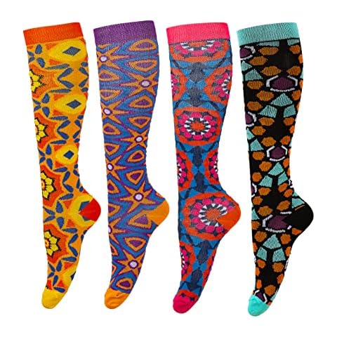 Cute Women Compression Socks for Circulation, Knee High Stockings Support for Nurse, Cycling, Hiking, Riding, Running, Puzzle, S-M Cover