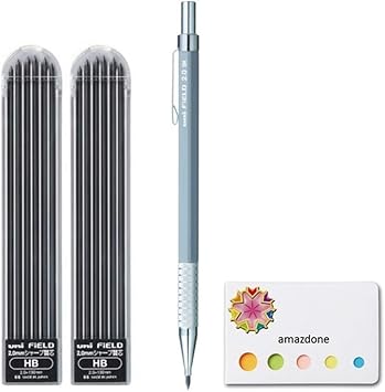 uni Mechanical Pencil, Field, 2.0mm, 2H Black Lead M207001P2H + 2 Replacement wick field set2H and amazdone Sticky Notes