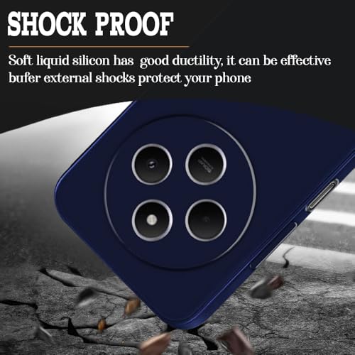 Image of Back Cover for Mi Redmi A4 5G / 14C 5G | Full Camera Protection | Premium Liquid Silicon Case | Flexible Bumper Case for Mi Redmi A4 5G / 14C 5G / 14R 5G / Poco C75 5G / M7 5G (Dark Blue)