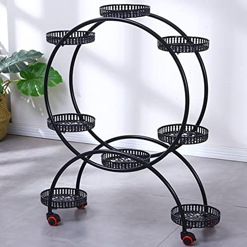 Metal Plant Stand for Indoor Outdoor, Tall Flower Shelf Rolling P...