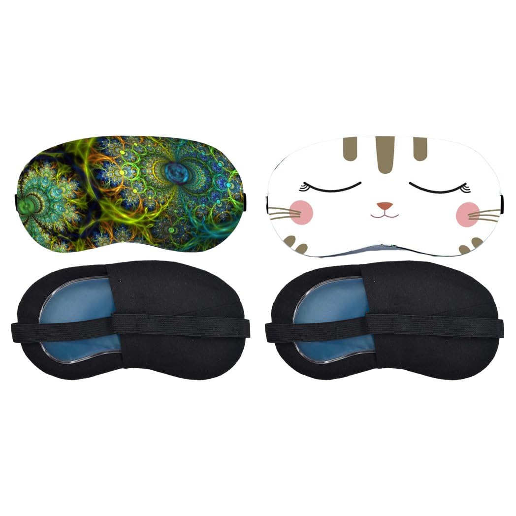 Aoxeria Psychedelic Fractal, Sleeping Bunny Face Sleeping Mask Combo, Soft Comfortable Light-Blocking Eye Cover for Women, Men & Kids, Reusable Blindfold for Night Sleep, Nap, Travel (Pack of 2)-image-42