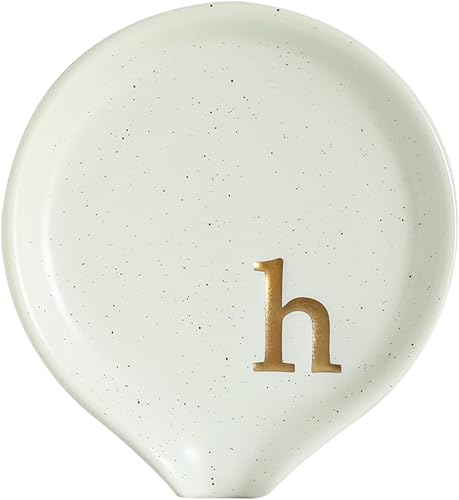 COLLECTIVE HOME - Soporte para cuchara de cocina, soporte para cuchara de cerámica con monograma, soporte para cuchara de café de 3.8 pulgadas,