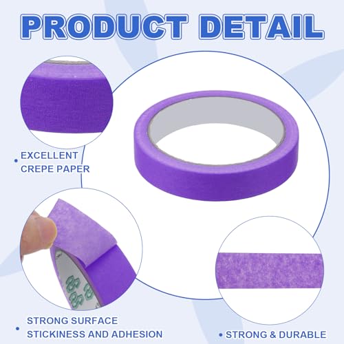 Image of MECCANIXITY Masking Tape 0.7 Inch x 21 Yard Painters Tape Adhesive Paint Tapes for DIY Crafts Arts Wall Painting Labeling Car Home Office Decoration, Purple, Pack of 6