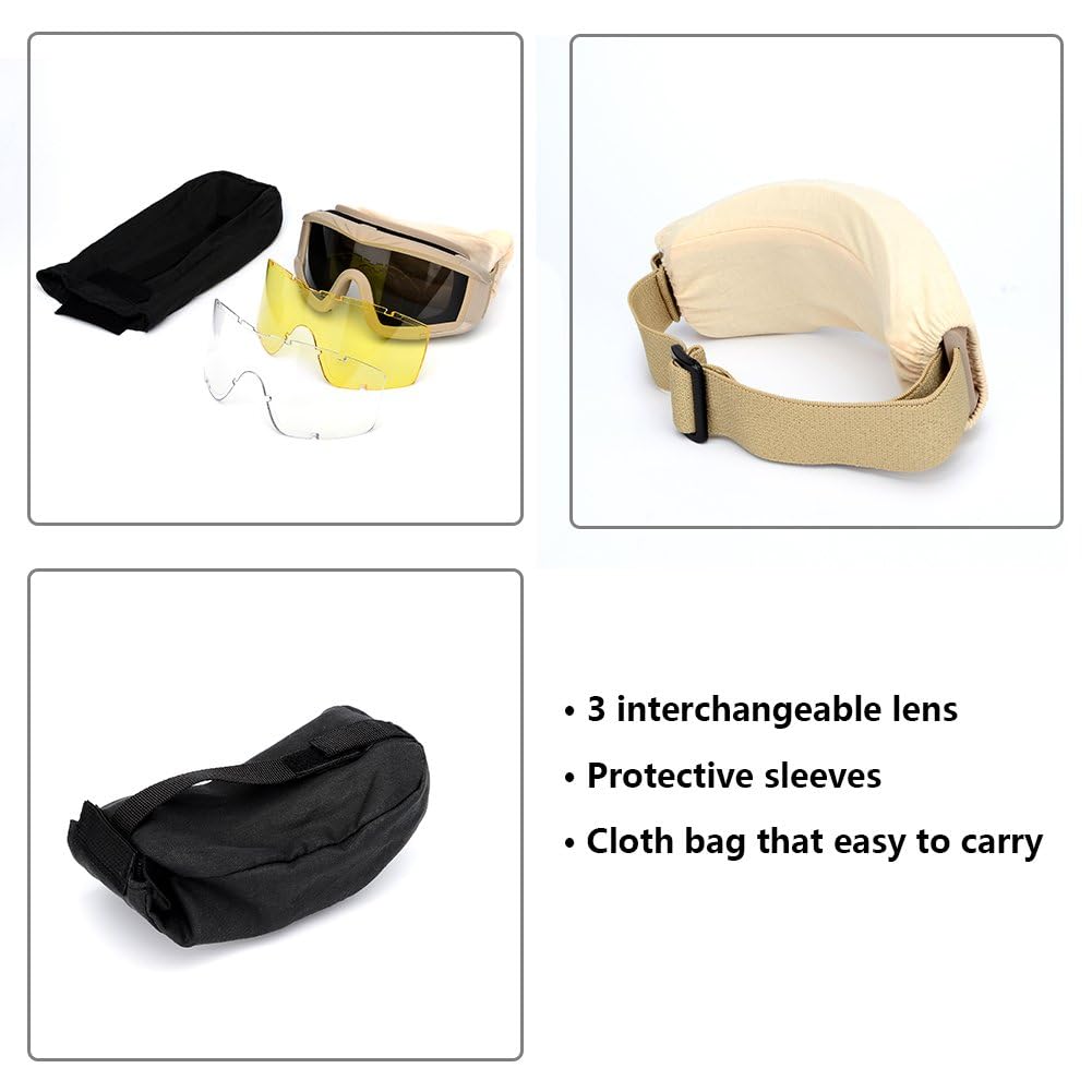 SPOSUNE Gafas tácticas airsoft 3 lentes intercambiables protección UV400 resistencia impacto tiro