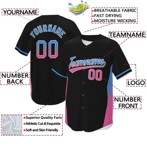 Camiseta personalizada de béisbol con degradado, cosida o impresa, uniforme deportivo para hombres, mujeres y jóvenes miniatura 2