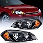 Nilight Headlight Assembly for 2006 2007 2008 2009 2010 2011 2012 2013 Impala 2014 2015 2016 Impala Limited 2006 2007 Monte Carlo Replacement Black Housing Amber Reflector, 2 Years Warranty