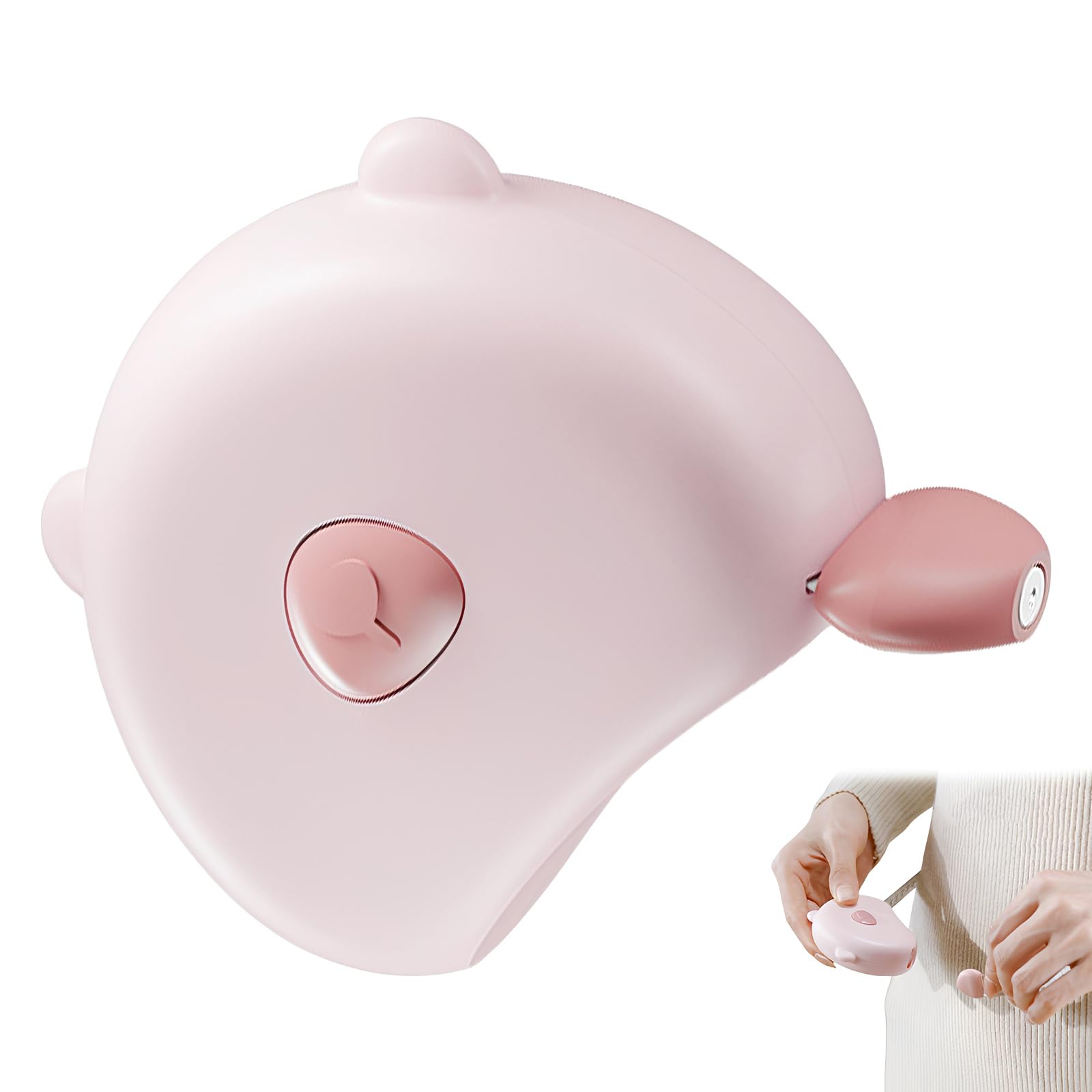 Cinta Métrica 150 cm Retráctil, Cinta para Medir Cuerpo y Costura, Metro de Sastre con Cierre Magnético, Doble Cara cm/Pulgadas, Diseño Tierno Mapache, Rosa Melocotón