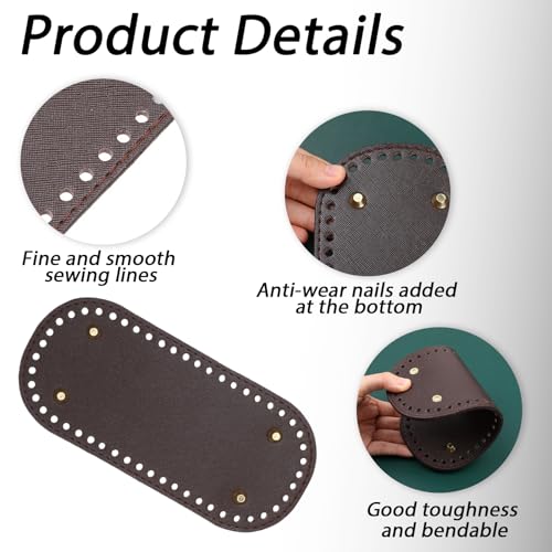 AHQiZFX 4 Pcs Bag Bases for Crochet 4 Colors Leather Bag Bottom Pad, Long Oval Purse Bottom Shaper Pad for Bags Cushion Base with Holes for DIY Crochet Bag Shoulder Bags Purse Crafts Making - Thumbnail 3