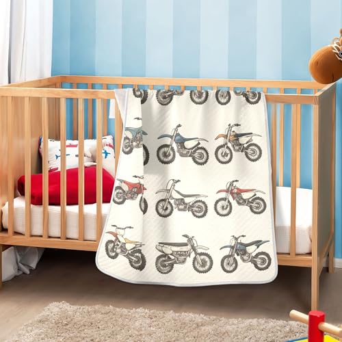 Image of Vintage Dirt Bikes Baby Blankets Soft Warm Crib Stroller Blanket for Toddler Newborn Girls Boys 30x40in