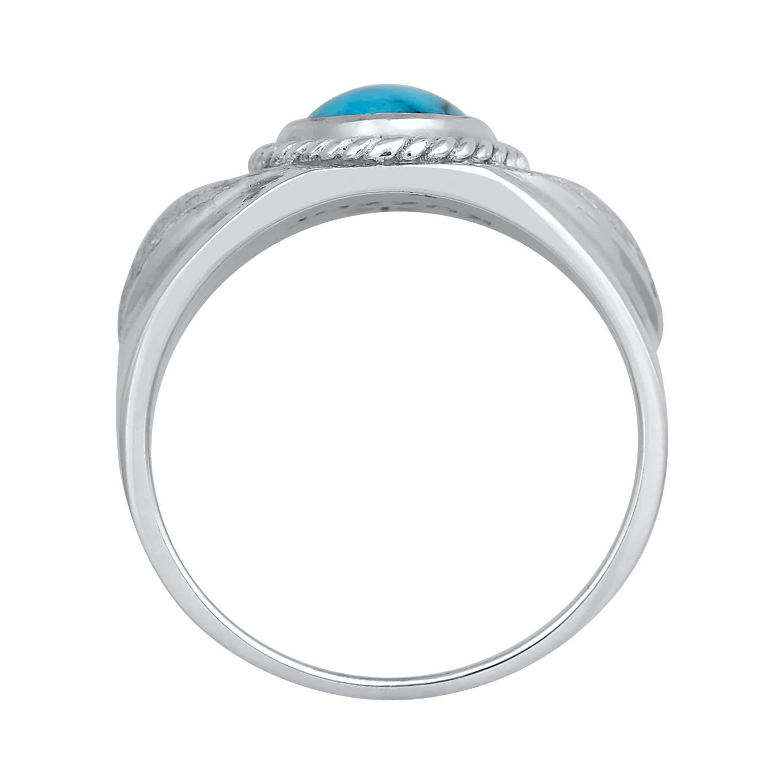 Kuzzoi Anillo de sello para hombre con howlita (10 mm), piedra turquesa, plata de ley 925 pulida, anillo de plata maciza de estilo vintage, anillo para hombres de tamaño 60-66, 0611451121