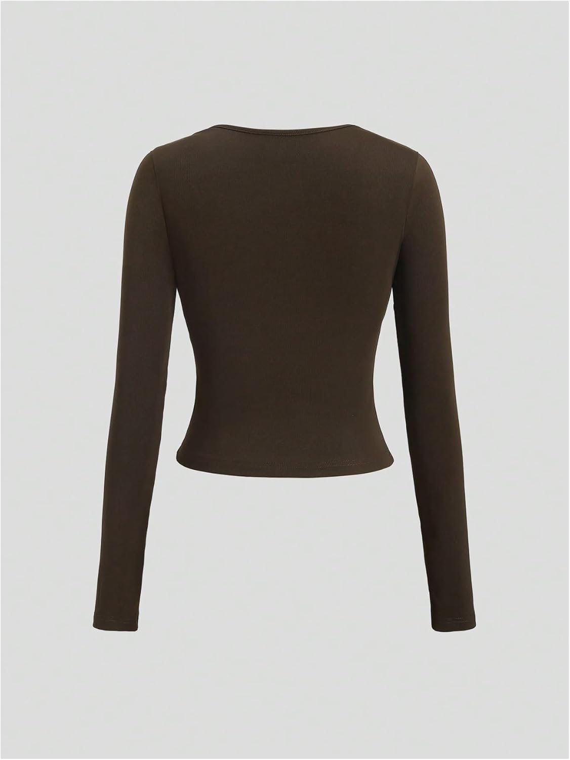 SOLY HUX Women's Lace Deep V Neck Long Sleeve T Shirts Tie Front Slim Fitted Tee Aesthetic Tops - Image 3