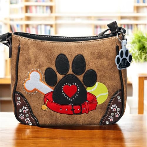 Dog Paw Print Handbag Small Crossbody Bag Shoulder Purse Women Wallet Set4