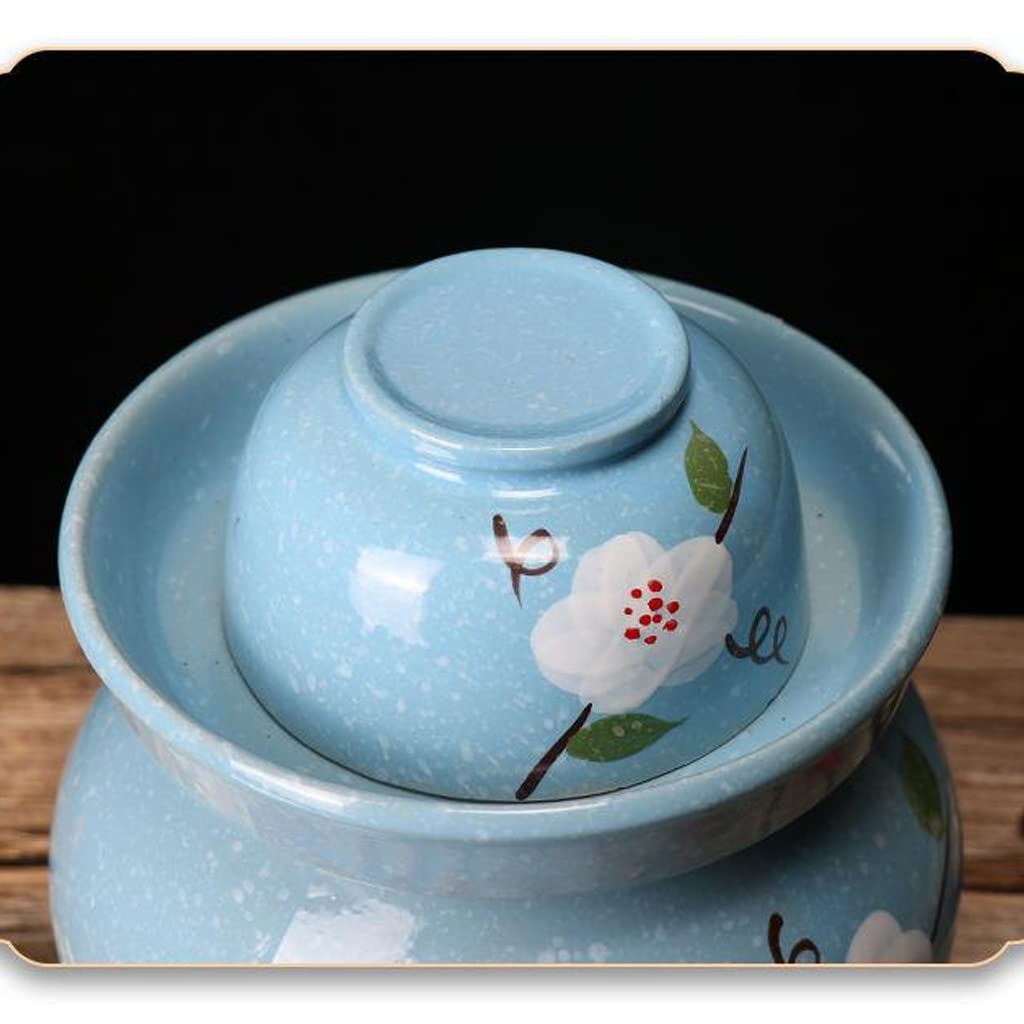 Różowy tradycyjny chiński porcelanowy ceramiczny garnek do fermentacji garnek do marynowania, słoik do fermentacji z uszczelką wodną pokrywka śluzy kamionka ，Słoje fermentacyjne(0.75KG)