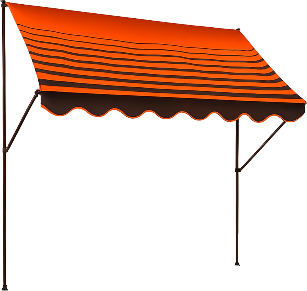 Angerer Klemmmarkise Exklusiv mit Handkurbel, Terrasse/Balkon, einfache Montage ohne Bohren, Made in Germany, hochwertiger Stoff, UV-beständig, höhenverstellbar, wasserabweisend, 200 cm Orange-Braun
