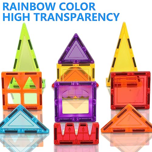Geper 32Pcs Magnetic Tiles, Beginner Set Toddler Toys Girls & Boys, Magnetic Building Blocks Toys For 3+ Year Old, Ideal Gift Stem Toys, Montessori Learning Sensory Magnet Tiles For Kids 3-4 Birthday #TOP1