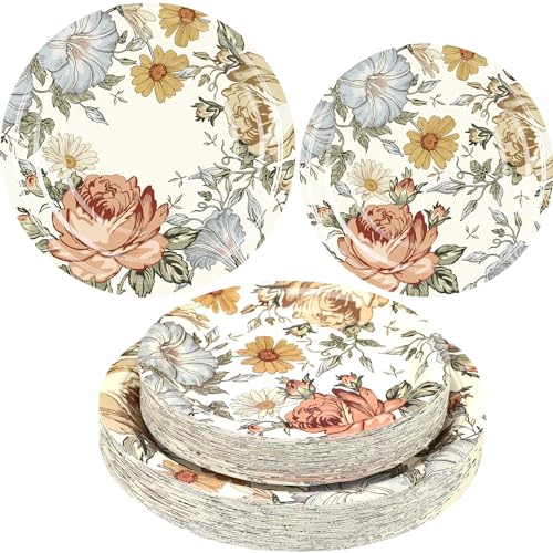 Maxcheck 100 Pcs Floral Paper Plates Disposable Floral Dinner Plate Vintage Playes Tea Party Plate Set 7'' 9'' Paper Dessert Dish Baby Shower Birthday Wedding Party Supplies(Floral Style) Maxcheck 100 Pcs Floral Paper Plates Disposable Floral Dinner Plate Vintage Playes Tea Party Plate Set 7'' 9'' Paper Dessert Dish Baby Shower Birthday Wedding Party Supplies(Floral Style)