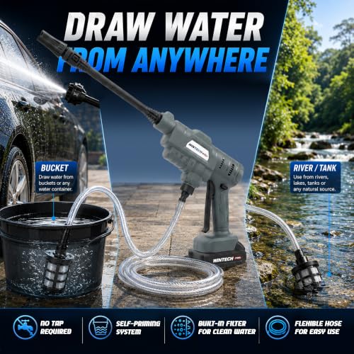 Image of WT CW20-24, 20V Cordless High Pressure Washer, 24 Bar Max Pressure, 3.3L /Min Flow Rate, 2 x 2.0Ah Li-Ion Batteries & Fast Charger, 6 Months Warranty