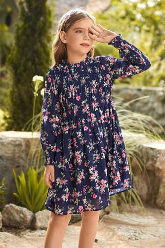 Image of GRACE KARIN Girls Long Sleeve Floral Dress Fall Winter Casual Dresses 6-14Y