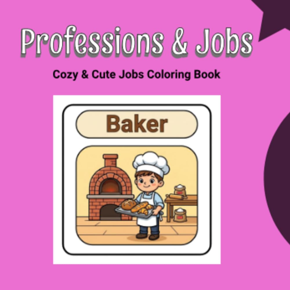 Professions & Jobs: Cozy & Cute Jobs Coloring Book for Kids Ages 3-8