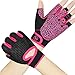 Guantes Gimnasio Hombre Mujer, HNOOM Guantes Pesas, Gym Guantes Fitness Transpirable con Protección Palma, Antideslizante Guantes Crossfit para Levantamiento de Pesas, Musculación, Fitness (Rosado, S)