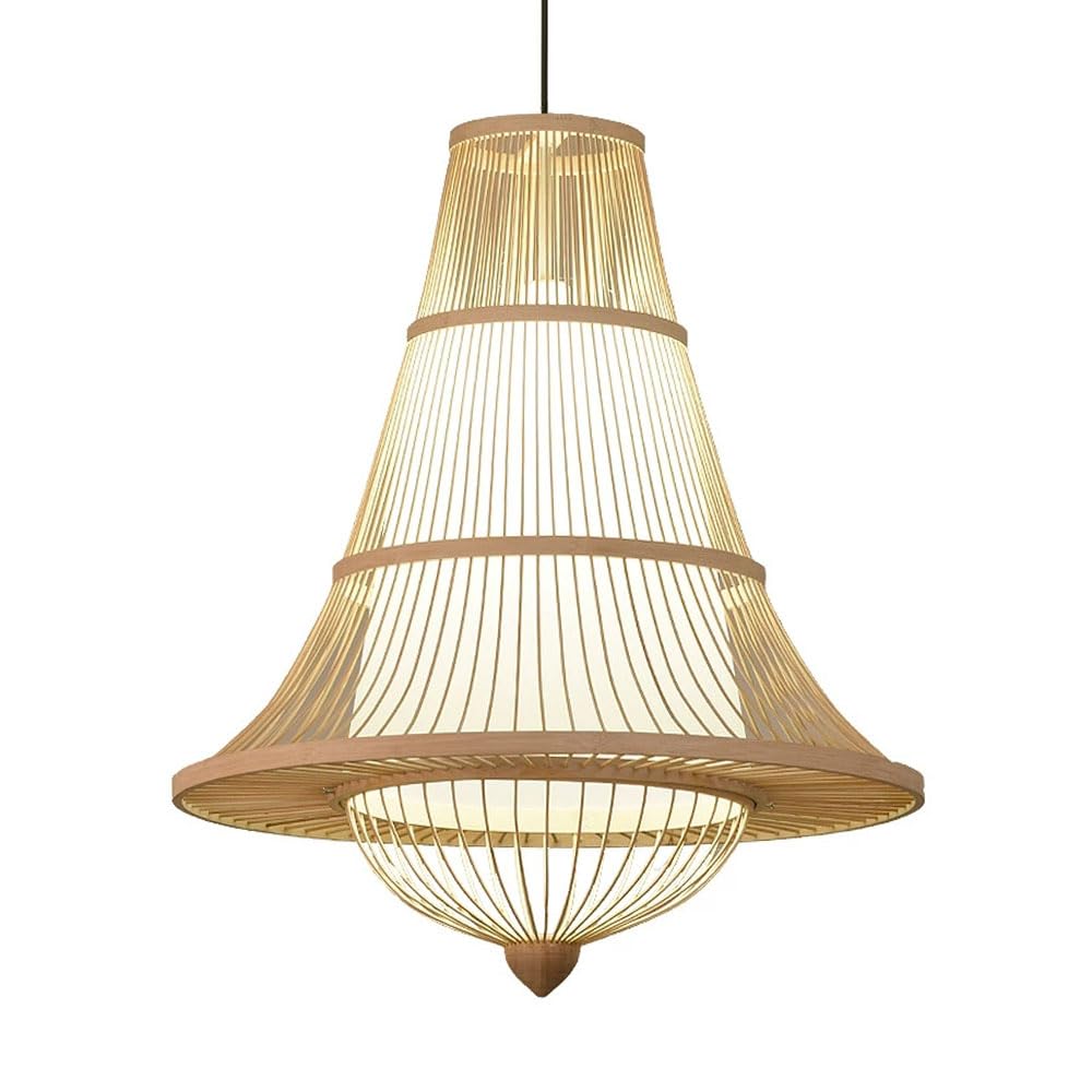 CSSYKV Japanese-Style Woven Rattan Fixture Faux Parchment Large Pendant Light Creative Wicker Rattan Art Lightings Southeast Asian Tea Rooms Dome Ceiling Lamp for Corridors, Bedrooms Light Fixtures