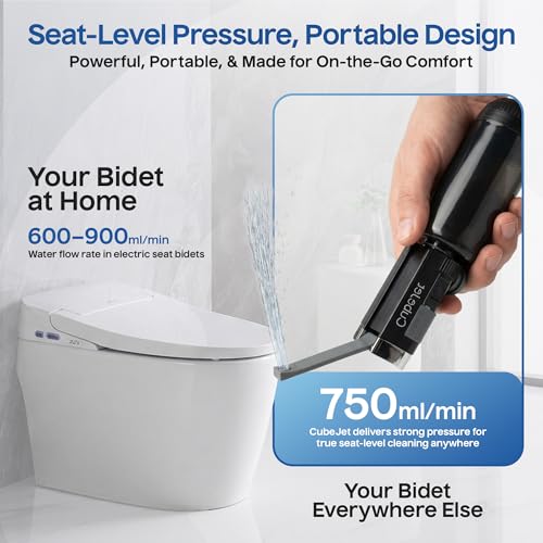 Image of BIDET BUDDY CubeJet Portable Bidet for Travel - 380ml Bottle, 1100mAh Rechargeable Battery, IPX6 Waterproof Wand-Style Nozzle, USB-C High-Pressure Hygiene Device for Camping & Home