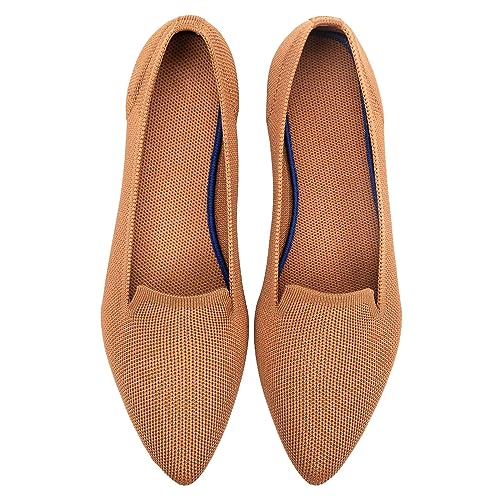 Image of Frank Mully Women's Casual Loafer Flats Slip On Loafer Shoes Comfortable Knit Flat Shoes Classics Pointy Toe Loafer Flats,for Work,Travel