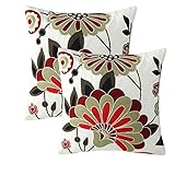 【HOCHWERTIGES MATERIAL】Kissenbezüge Sommer Stickerei Zierkissenbezüge Blumen Stickerei besteht aus hochwertigem, feinem Leinen, outdoor kissen ist weich und strapazierfähig, natürlich und umweltfreundlich und lässt sich nicht leicht verformen oder verblassen. Einseitig einfarbig bedruckt auf der Rückseite des Kissenbezugs.