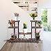 Yaheetech Tiered Rolling Plant Stand Indoor/Outdoor Wooden Flower Stand Shelf Storage Rack Wooden Ladder Shelf Rack Corner Plant Stand for Living Room/Balcony/Patio/Yard Outdoor Plant Display, Brown