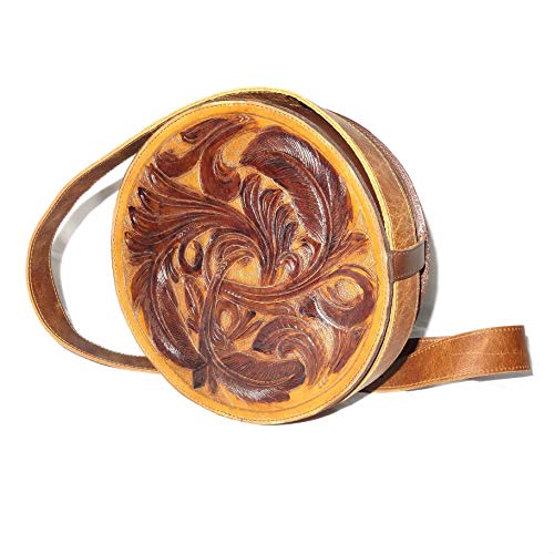 Tan Color Hand Tooled Leather Bag for Women, Genuine Leather Crossbody Bag, Leather Crossbody Purse, Women's Crossbody Handbags