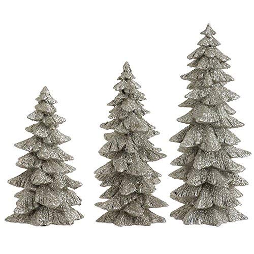 Set of 3 Silver Glittered Christmas Trees- 6.25 inches to 9.5 inches Tall Set of 3 Silver Glittered Christmas Trees- 6.25 inches to 9.5 inches Tall