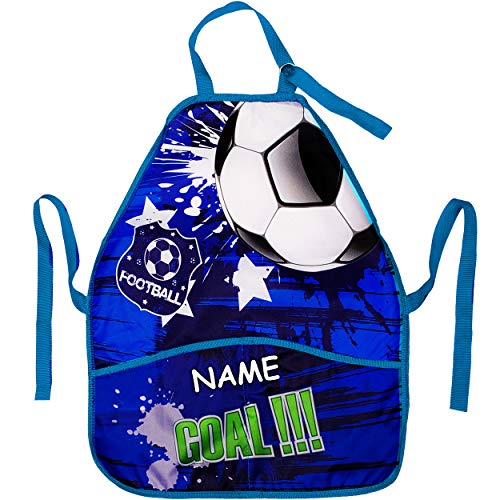 alles-meine.de GmbH Kinderschürze/Schürze - Fußball - Ball Football - inkl. Name - größenverstellbar - mit 2 Taschen - mitwachsend - universal/beschichtet & wasserdicht - für..