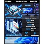 GMKtec Mini PC Intel N150 (Turbo 3.6GHz) 16GB DDR4 1TB PCIe M.2 NVMe SSD, Desktop Computer 4K Dual HDMI Display/4x USB3.2/WiFi 6/BT5.2/RJ45 Ethernet Nucbox G3 Plus - Image 3