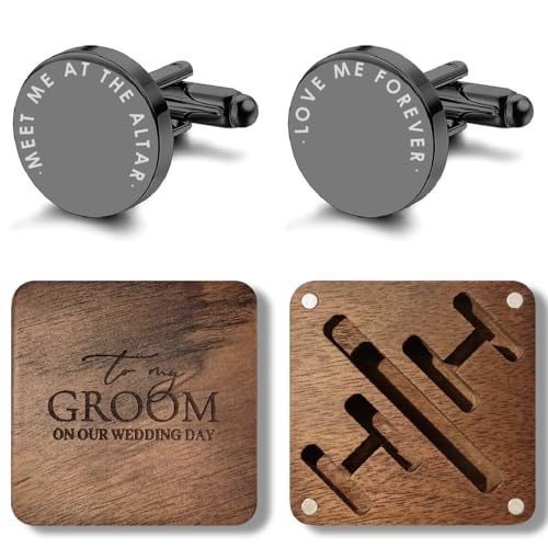Mancuernillas para hombre con caja de madera grabada miniatura 1