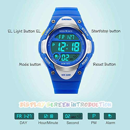 image for cofuo Boys Girls Sport Digital Watch, Kids Outdoor Waterproof Electron