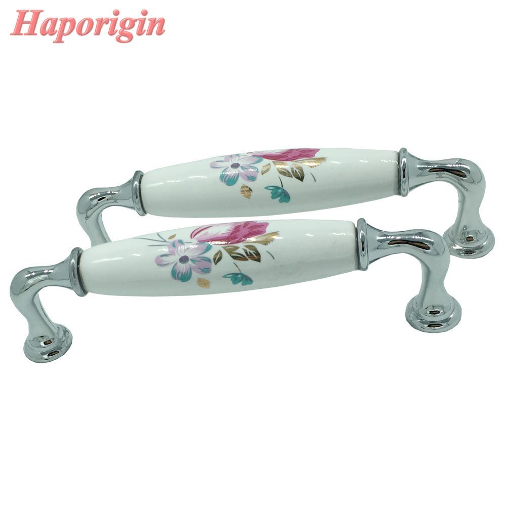 Haporigin Kitchen Cabinet Drawer Handles Furniture Door Knobs Ceramic Wardrobe Handle Cupboard Closet Dresser Pulls Pottery and Porcelain Pack of 2 (B96)